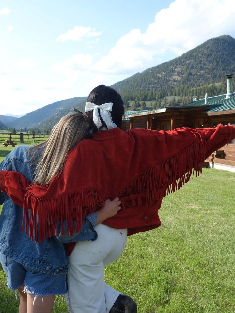 Vintage Winlit Western 100% Genuine Leather Suede Red Fringe Jacket L
